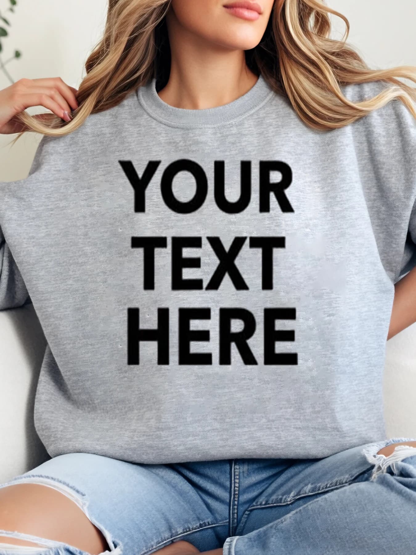 Felpa girocollo con stampa testo personalizzato per donna Abbigliamento casual quotidiano Taglie forti