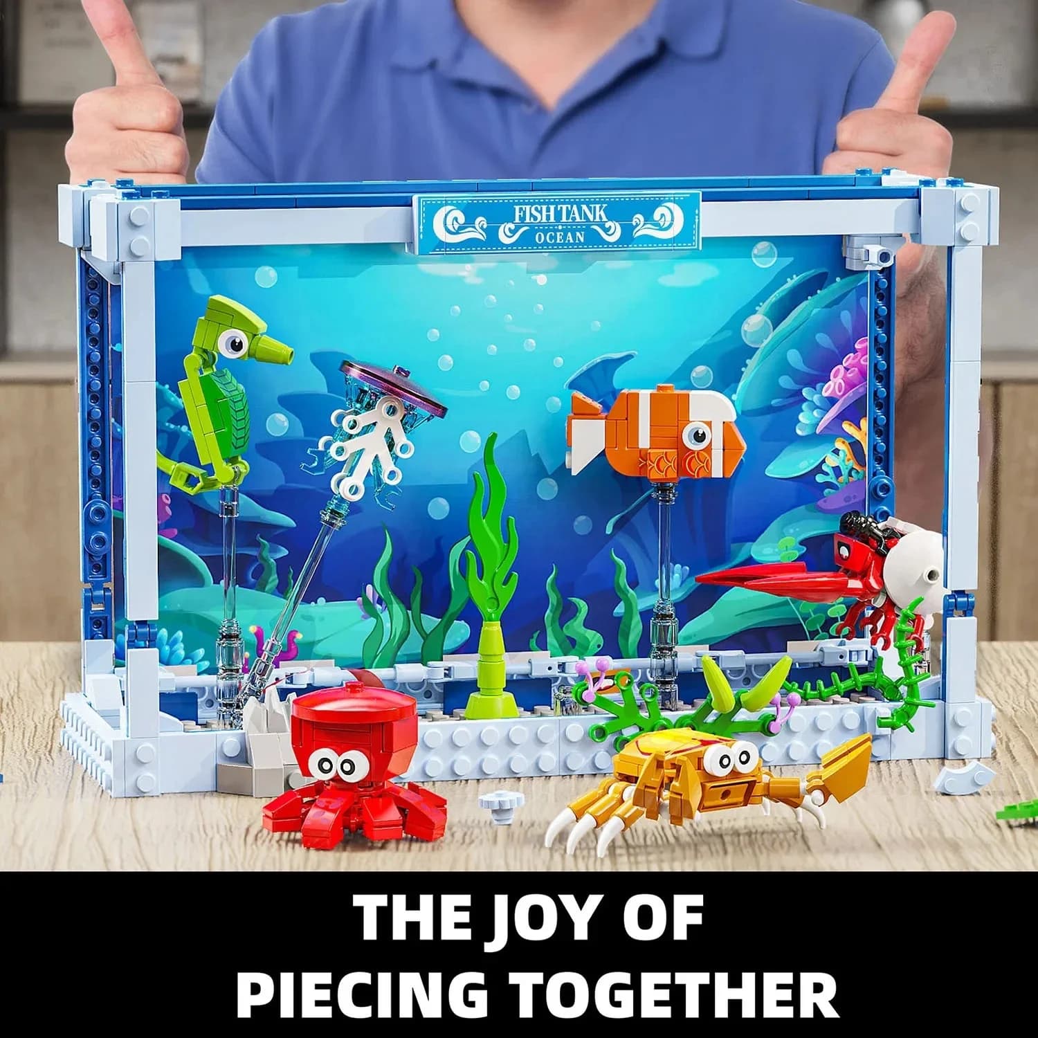 T2032 Creativo Puzzle di Costruzione Acquario Marino, Giocattolo Ornamentale Educativo, Regalo di Compleanno per Ragazze