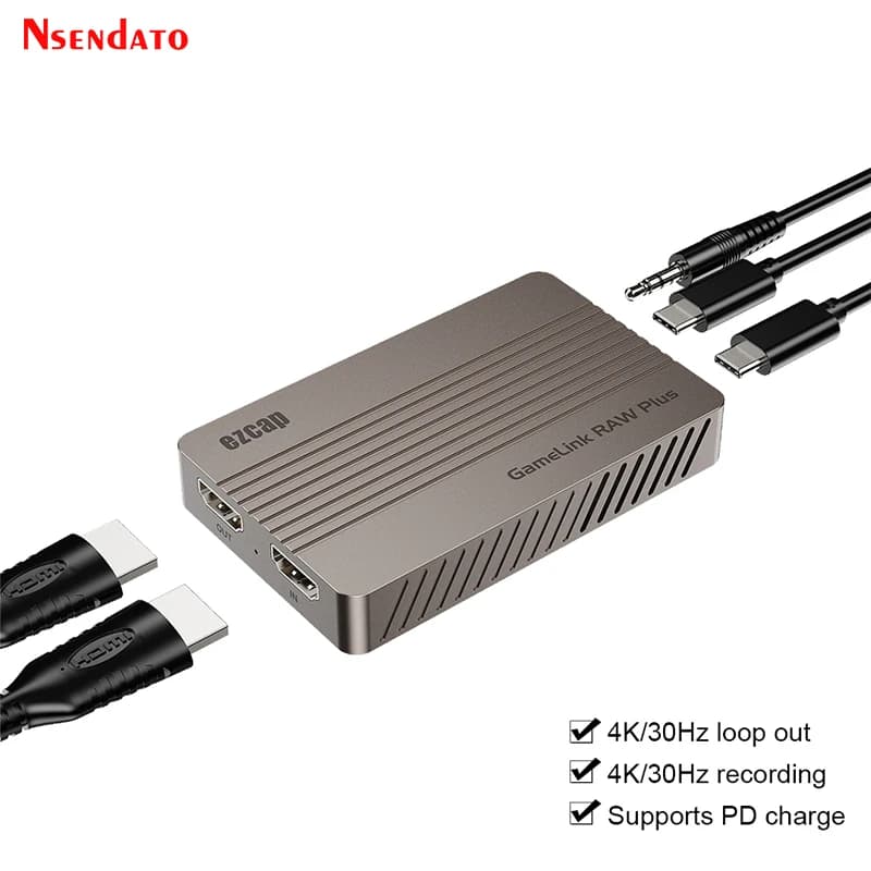 Ezcap366 GameLink RAW Plus Scheda di acquisizione video HDMI 4K USB 3.2 Tipo CHDMI Registratore audio video con linea da 3,5 mm per PC Live Stream