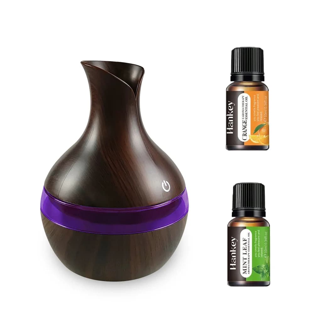 Umidificatore in legno da 300 ml e diffusore di oli essenziali Funzionamento USB silenzioso per camera da letto, ufficio, scuola materna