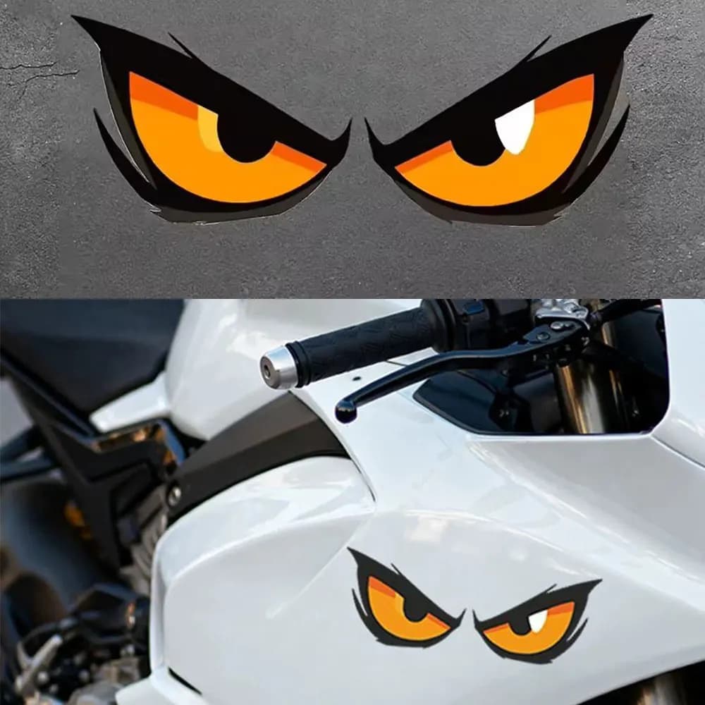 Adesivo Moto Occhi Rossi Feroce, Decorazione Riflettente per Casco Moto, Decalcomania Audace per Paraurti Auto, Finestrini, Laptop, Skateboard
