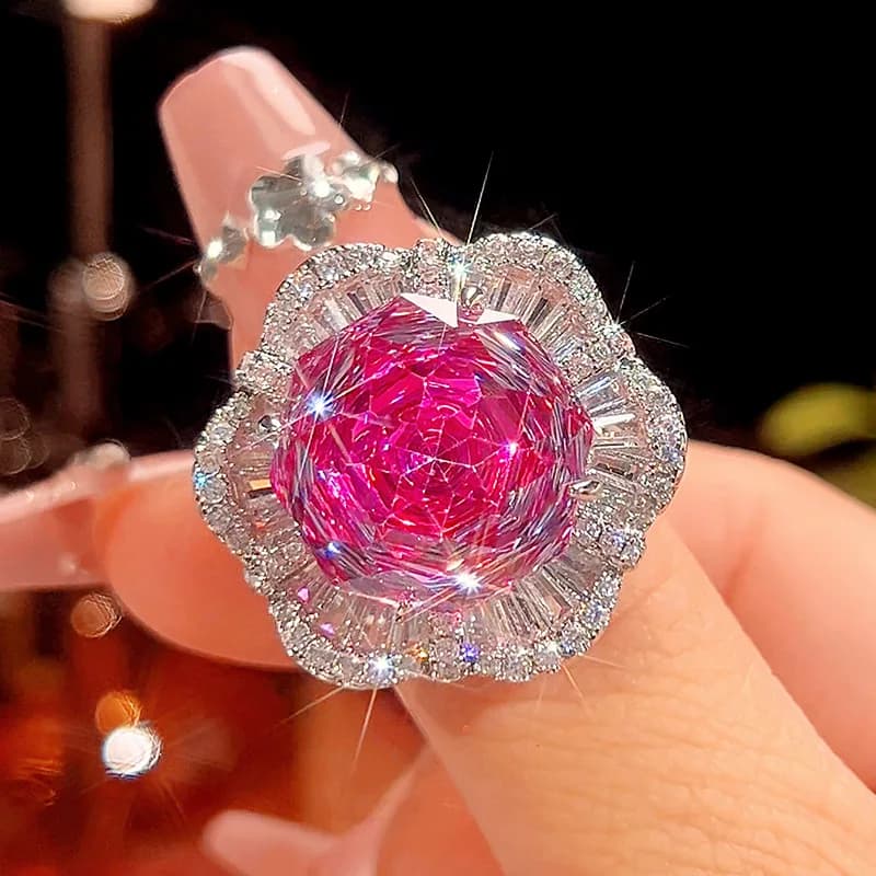 Luxury Emerald Green Rose Cut Floral Jewelry Adjustable Ring Zircon Stud Earrings Pendant Necklace Elegant Party Accessories