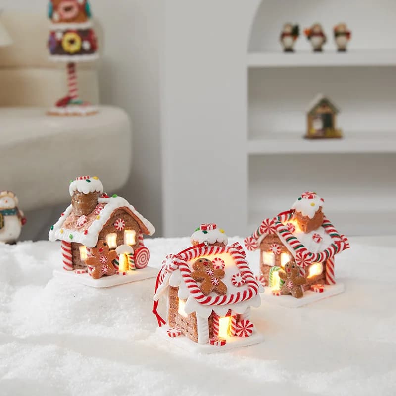Decorazioni natalizie, casetta illuminata, regali di Natale, casetta illuminata con caramelle da fiaba, decorazioni per finestre per la casa delle vacanze di Natale