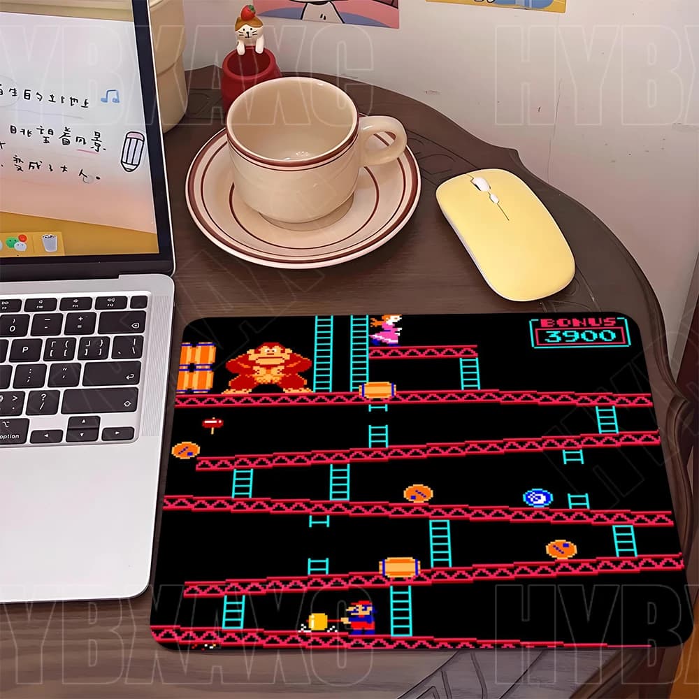 Tappetino per mouse XS Donkey Kong Tappetino per mouse quadrato in gomma antiscivolo con bordi cuciti Arcade Game Collage Tappetino da tavolo per PC per computer da gioco