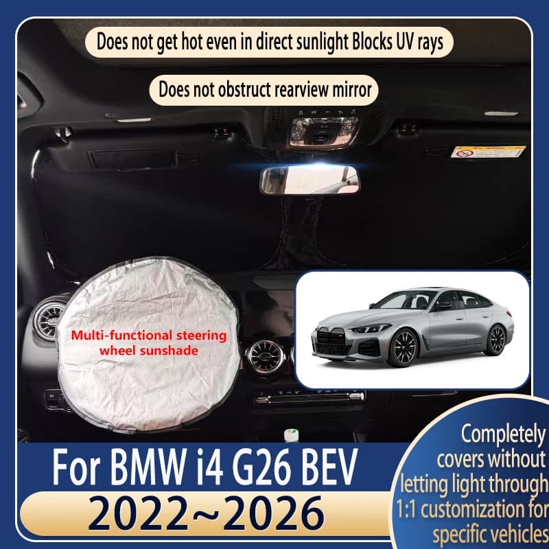 Parasole per Volante Auto per BMW i4 G26 2022~2026, Accessorio Estivo Rinfrescante per Parabrezza Anteriore, Isolamento Termico