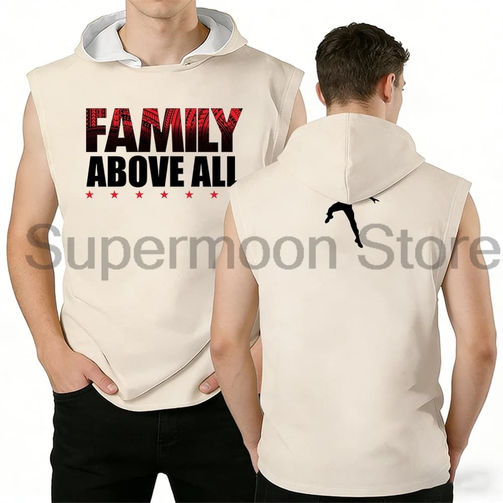 Roman Reigns Family Above All - Canotta con cappuccio unisex, senza maniche, da donna e da uomo, streetwear, gilet da palestra