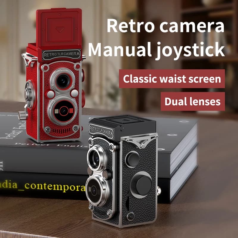 Retro TLR Digital Camera Dual Lens Waist‑level Viewfinder Manual Joystick Portable Mini Vintage Camera for Photography Gifts