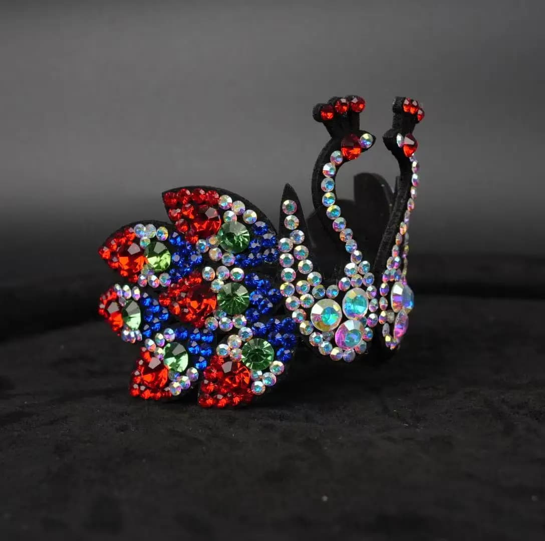 GOHYPDUG Rhinestone Dance Performance Tiara Crown, Gymnastics Figure Skating Bun Hair Accessory For Women