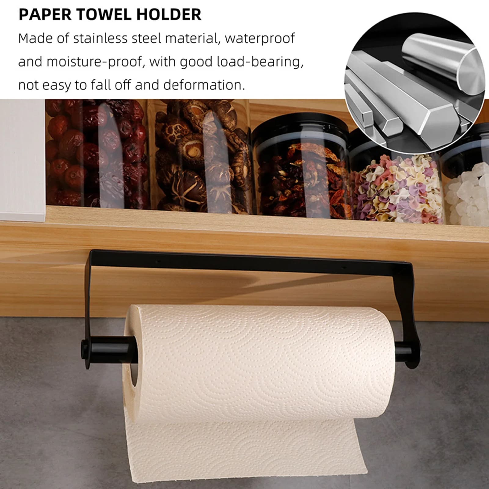 Portarotolo Adesivo Facile da Installare, Porta Asciugamani e Porta Pellicola Alimentare per Accessori Cucina e Bagno