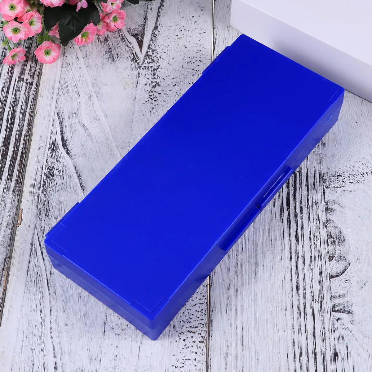 Cassetta porta-objettivi per microscopio, blu navy, in plastica di alta qualità, con coperchio a cerniera, per biologia e patologia, facile da pulire, resistente al calore