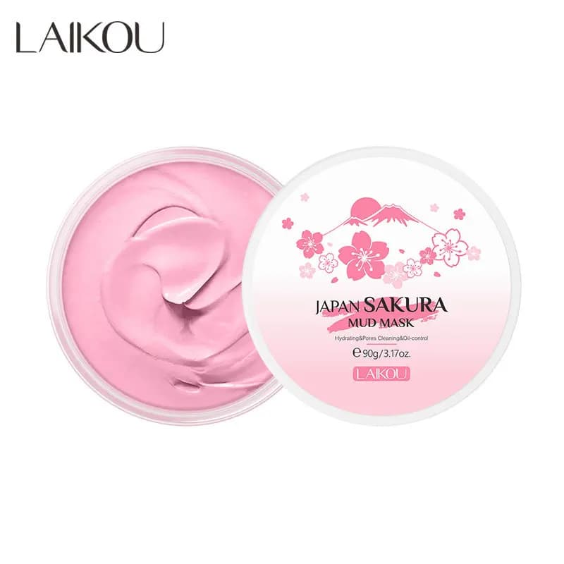 LAIKOU Maschera di Argilla alla Sakura 25g/90g, Pulizia Profonda, Controllo dell'Olio, Rimozione Punti Neri, Idratante, Illuminante, Cura della Pelle del Viso
