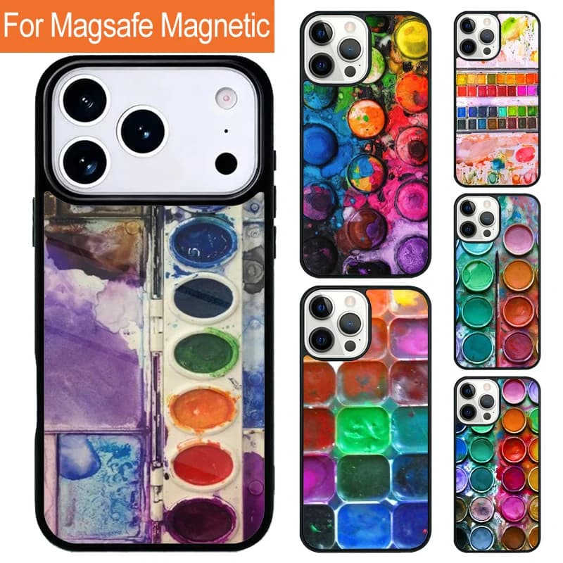 Set di Colori Acquerello Colorati, Custodia Magnetica per Telefono con Palette di Colori per iPhone 17 Pro 16 15 13 12 11 Pro Max Air 14 Plus, Cover Magsafe