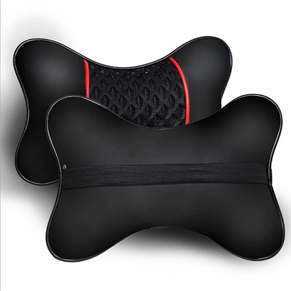 Cuscino per Poggiatesta Auto in Memory Foam, Design Ergonomico, Cinghie Rilassanti, Cuscini in Pelle per Poggiatesta Auto da Viaggio