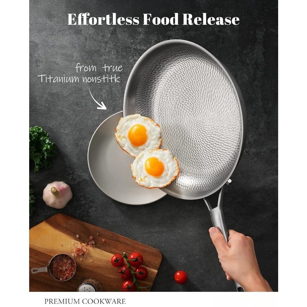 Titanium Puro Titanium Plated 12 Inches with Cover, Compatible with Induction