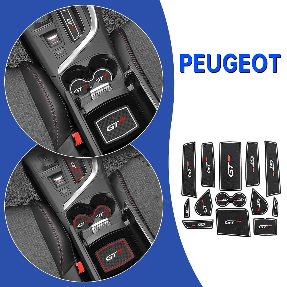 13 pcs auto channeling dust proof anti-slip mat slot pad accessories for Peugeot 3008 5008 GT Hybrid 2017-2021 2022 2023