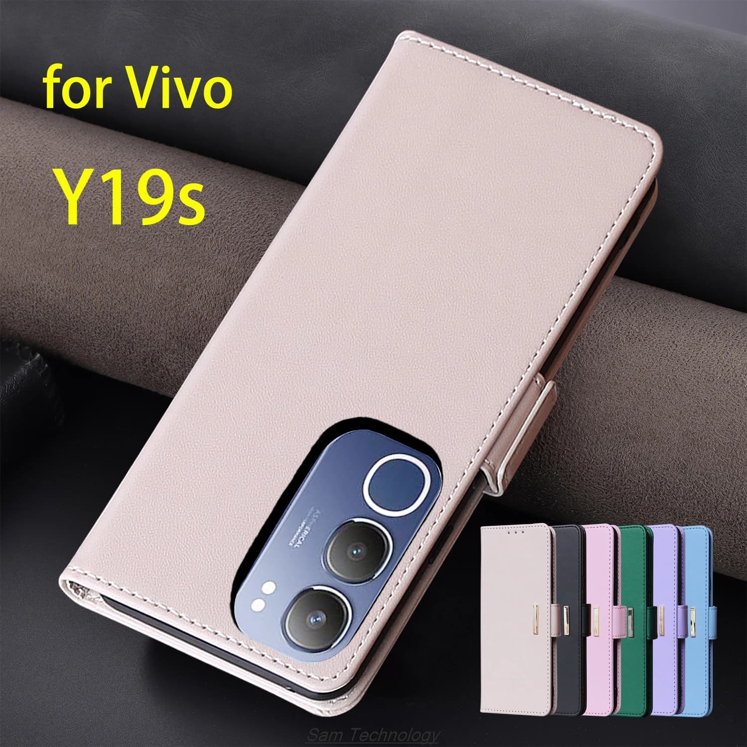 Custodia in pelle con fibbia magnetica per Vivo Y19s V2419 Portafoglio RFID BLOCCO Flip Cover femminile Semplice Capa Fundas Coque