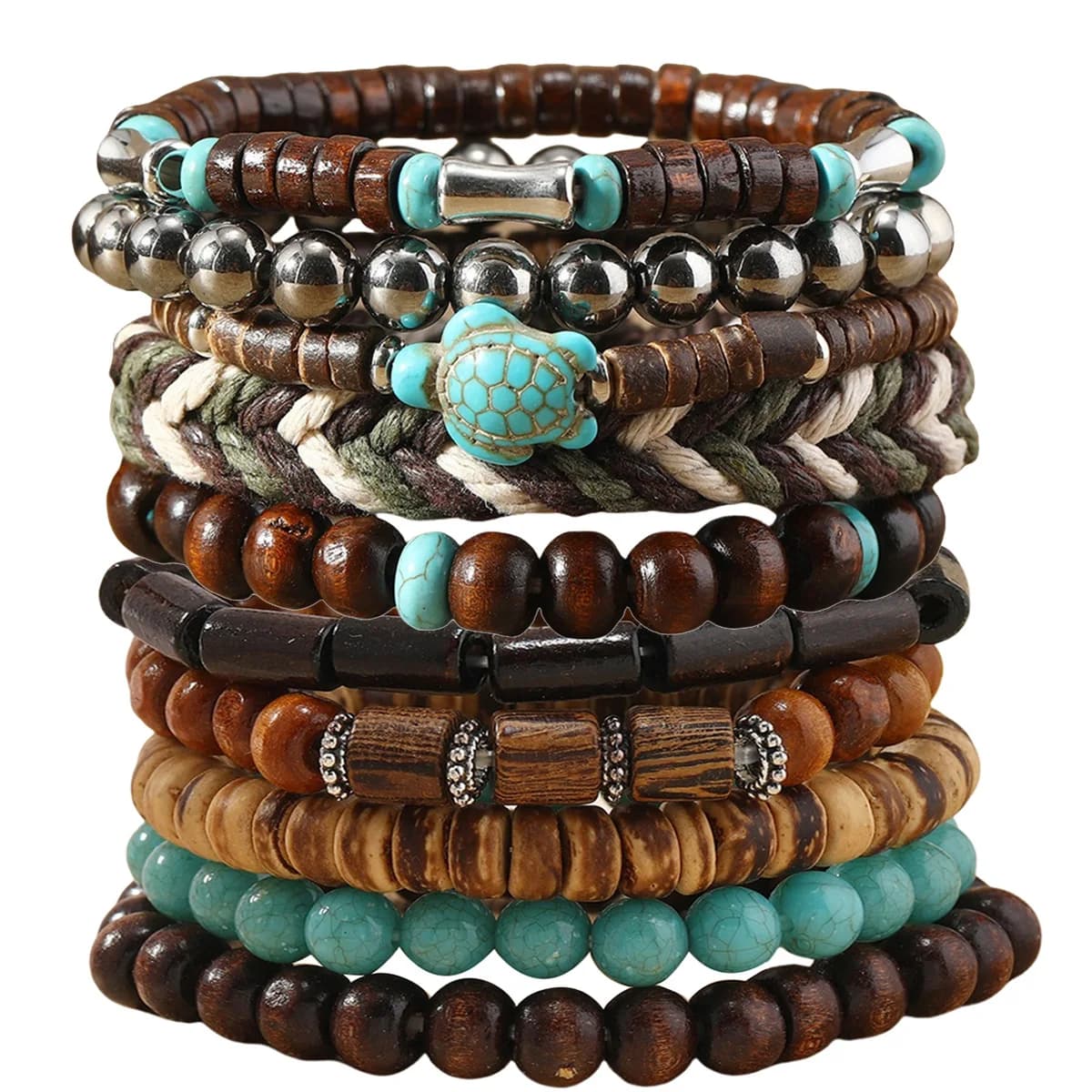 New 10 Wooden Beads Beaded Stringline Men's Bracelet Bracelet