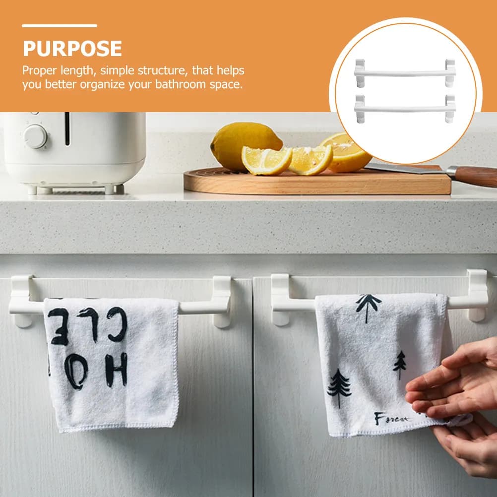 Set di 2 Portasciugamani in Plastica Salvaspazio, Organizzatore Sospeso per Bagno e Cucina, Porta Strofinacci e Asciugamani