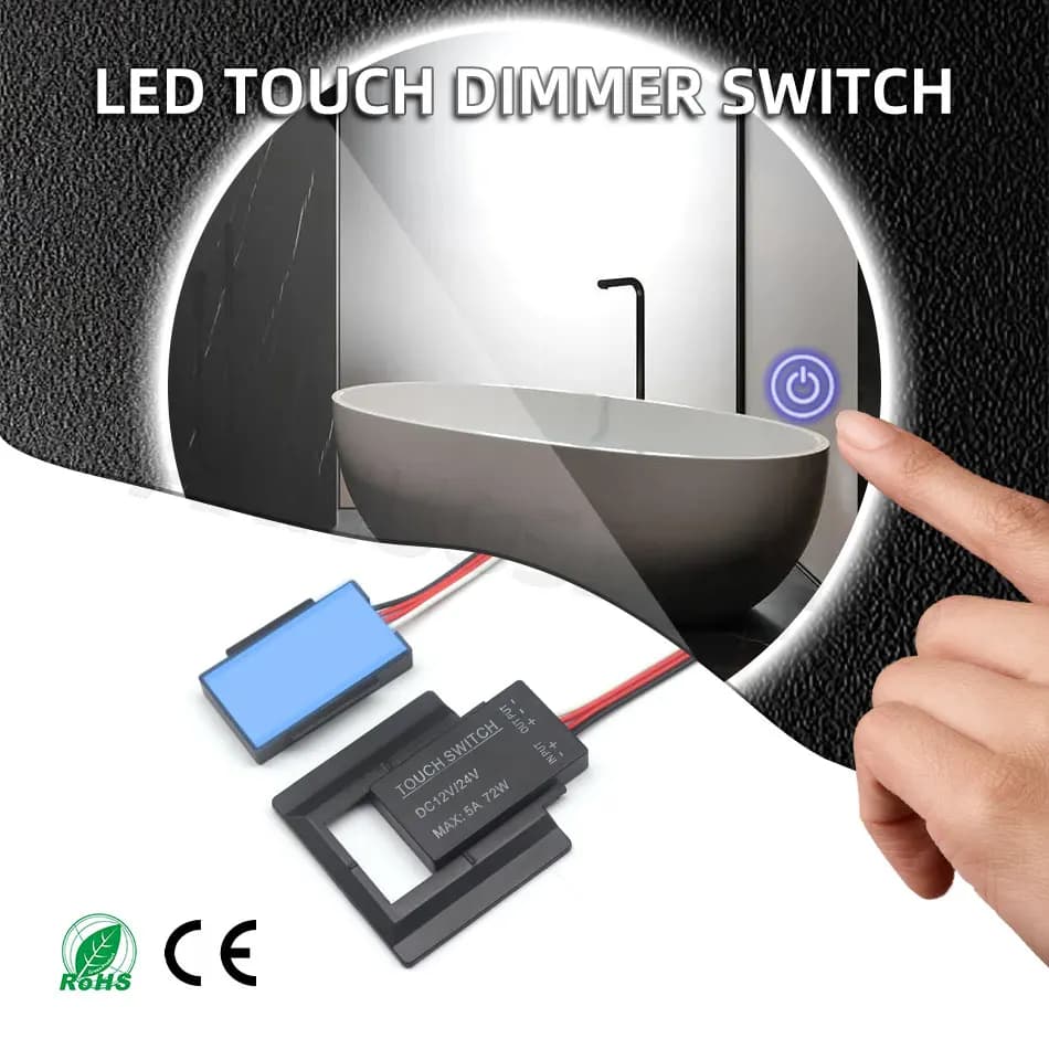 DC 12V 24V 5A Bagno LED Dimmer Capacità Dimmerabile Touch Switch Per Singolo/Doppio Colore Specchio Luce Retroilluminazione Decorazione