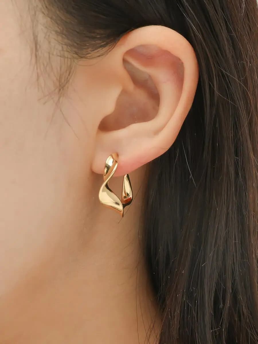 Solid open hollow hoop earrings for everyday wear