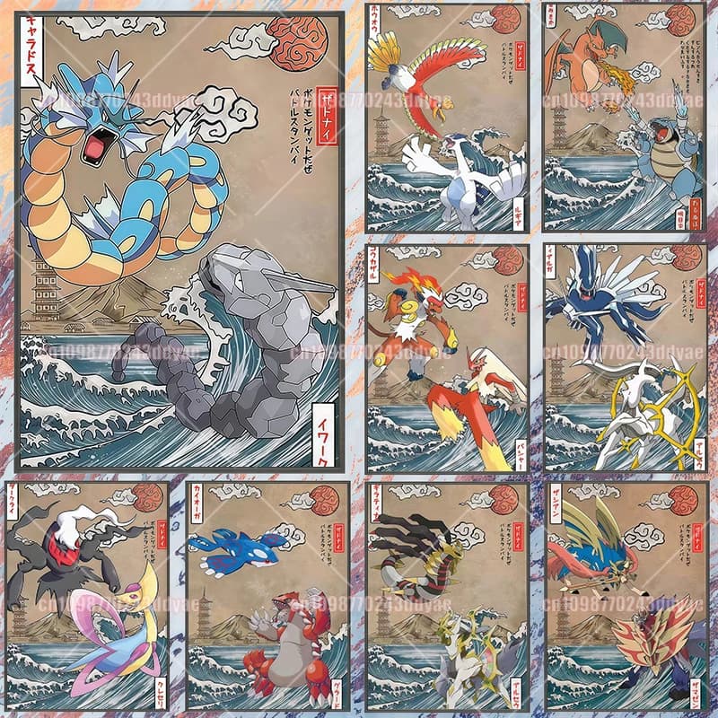 Classic Pokemon Canvas Painting Anime Poster Japanese Ukiyoe Woodblock Print HD Printing Picture Wall Art Home Decor Gift