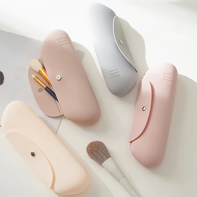 Porta Pennelli da Trucco da Viaggio in Silicone, Contenitore Portatile Anti-caduta per Pennelli Viso, Organizer Morbido ed Elegante per Strumenti di Trucco