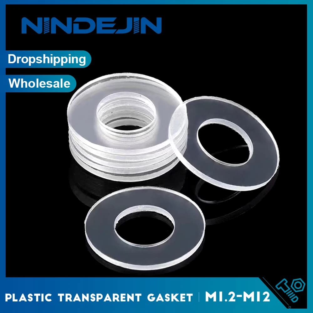 Rondella piatta in nylon trasparente 1.2mm-12mm Guarnizione trasparente Rondella di tenuta Rondella in plastica PVC Distanziatore per maniglia della porta della doccia Tubo dell'acqua