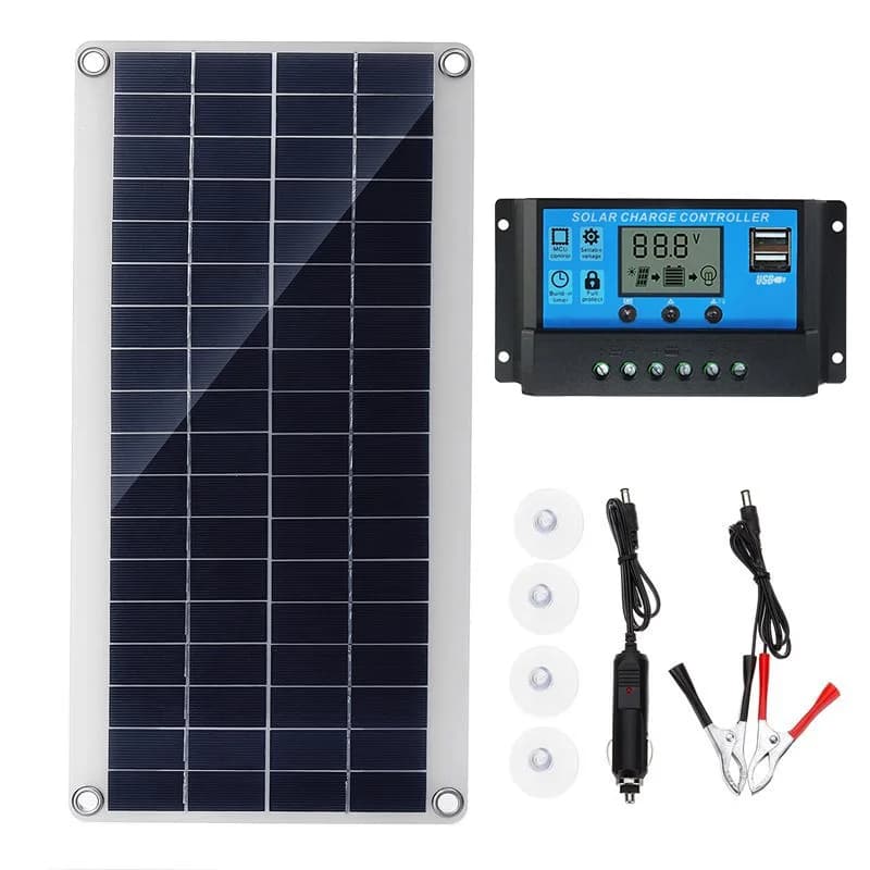 Pannello Solare Flessibile 8W con Modulo Regolatore 60A-10A per Auto, Camper, Barca, Tetto, Furgone