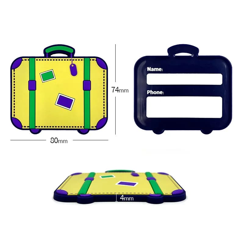 Etichetta per bagagli creativa in PVC, multicolore, essenziale per viaggi in aereo, etichetta antifurto da appendere per uomini e donne, 1 pezzo