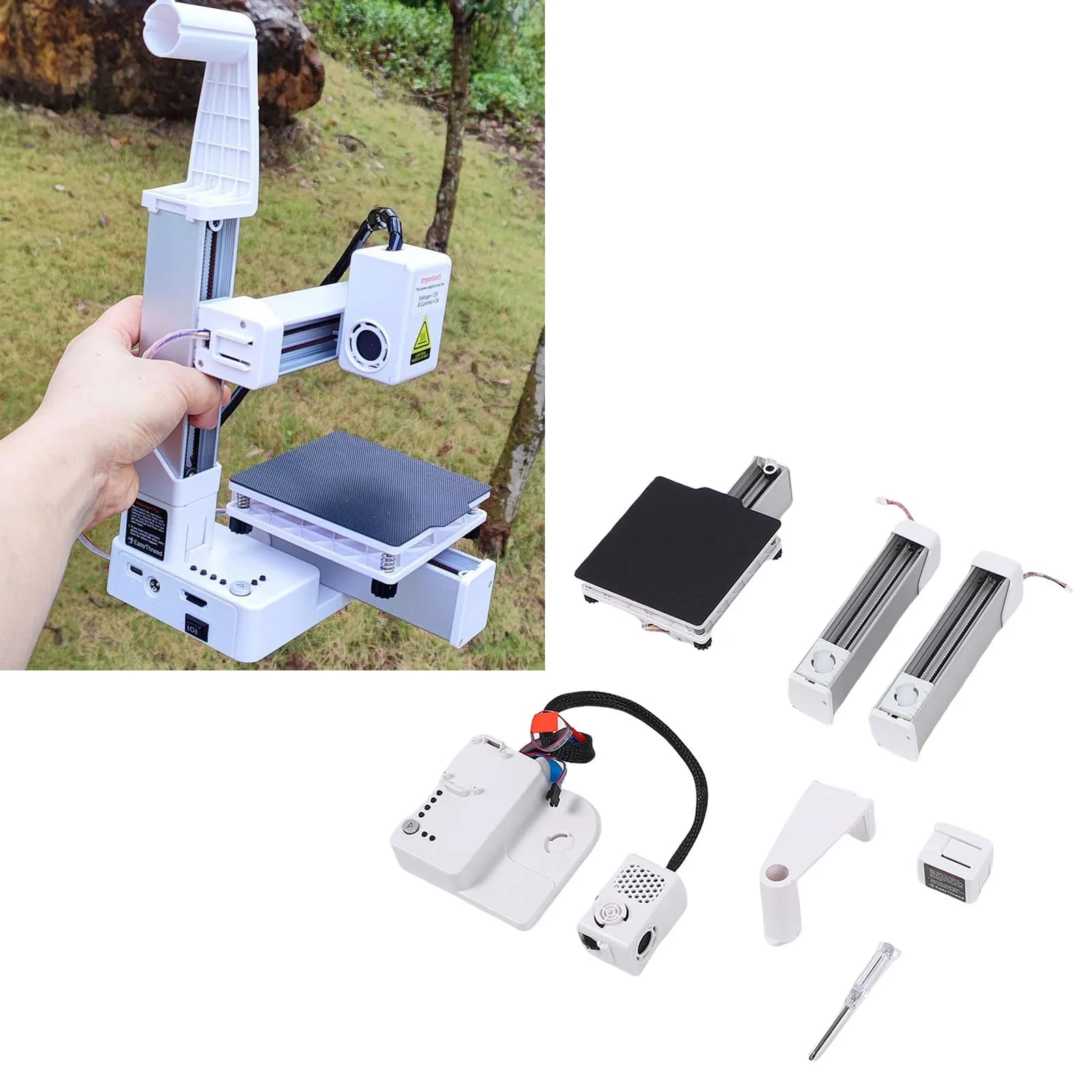 Stampante 3D Portatile Mini Compatta con Piatto di Costruzione Rimovibile per Filamenti PLA TPU, Ugello da 0,4mm, Volume di Stampa 100x100x100mm