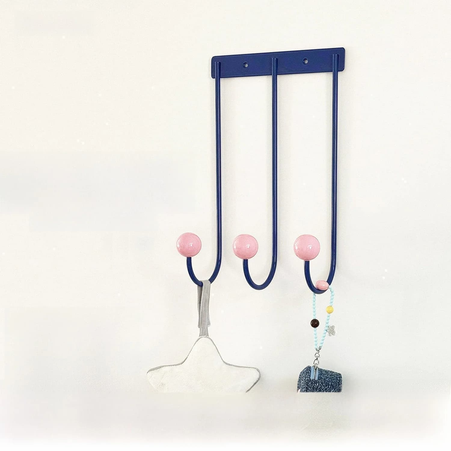 Dopne ing Iron Art Clothes Hooks Wooden Bead Decorative Home Entrance Wall Mounted Hangers for Bedroom Living Room