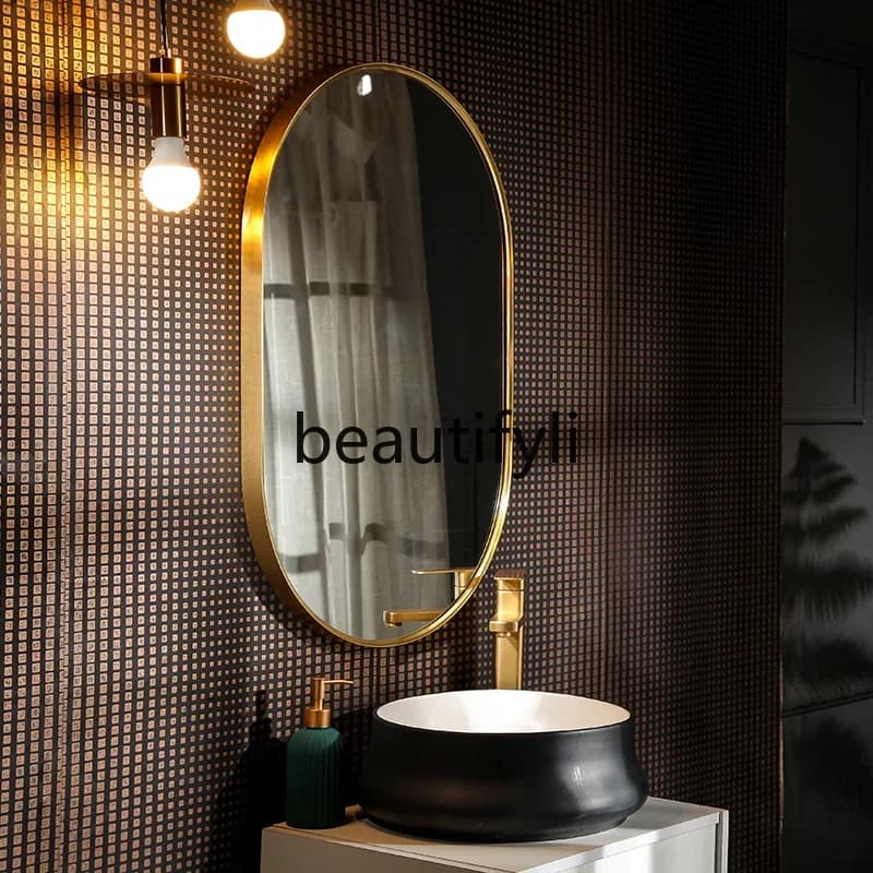 Lavabo da bagno a parete, specchio ovale per spogliatoio nordico personalizzato europeo a parete