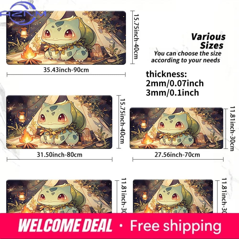 Tappetino da gioco TCG Bulbasaur Night Camping, tappetino da scrivania lavabile antiscivolo
