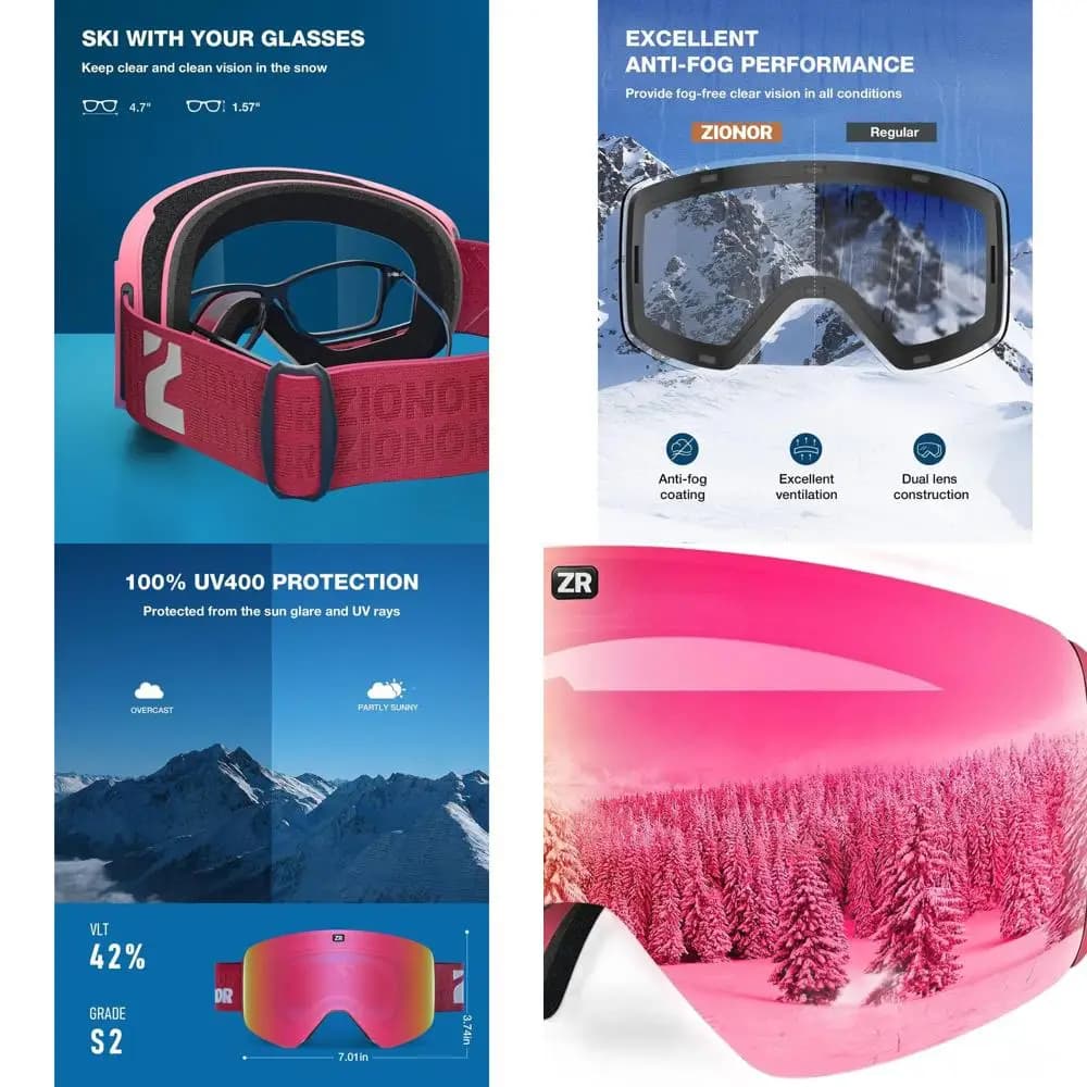 Occhiali da sci e snowboard cilindrici magnetici con lente X11 per uomo e donna