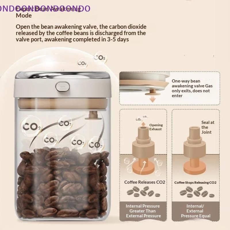 1Pcs Storage Containers Vacuum Food Grade Coffee Bean Sealed Jar With Date Tracker And Waking Bean Valve For Grain Snack Sugar