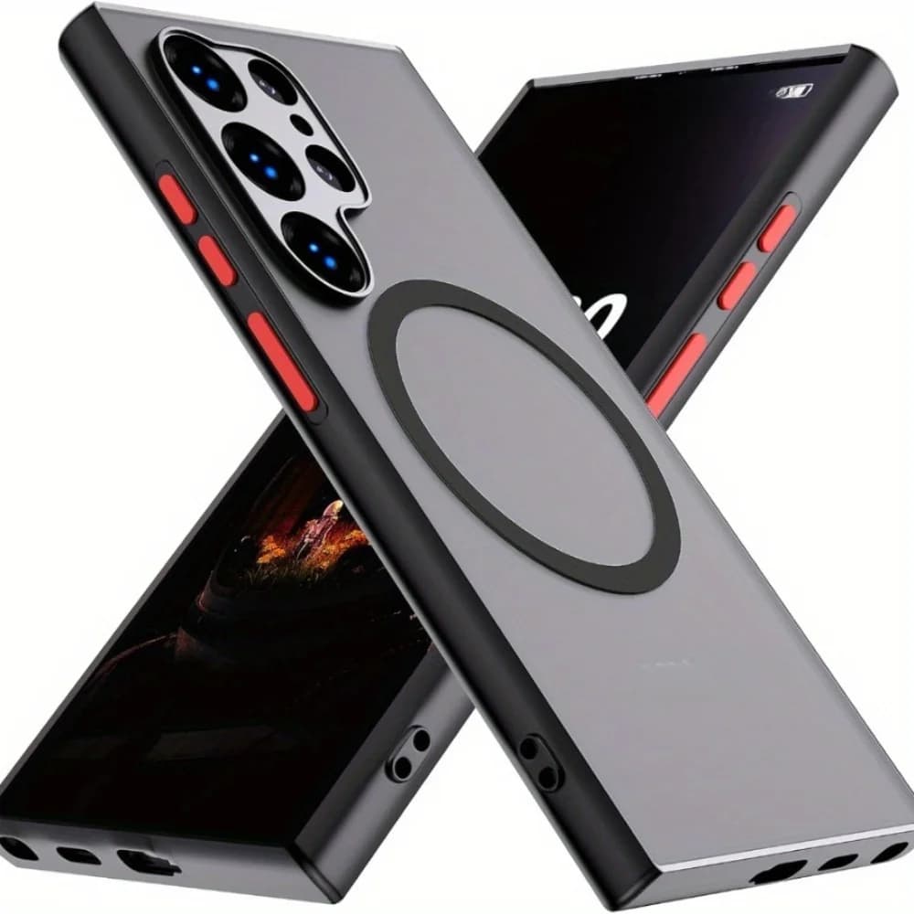 Custodia Magnetica Smerigliata per Samsung Galaxy S26 S25 S24 S23 S22 S21 S20 FE Ultra, Rigida con Bordo Morbido Avvolgente