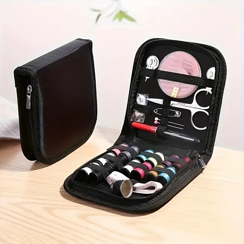 Portable Mini Sewing Kit, Colorful Canvas Travel Sewing Set, Essential Art & Craft Supplies for Small Repairs