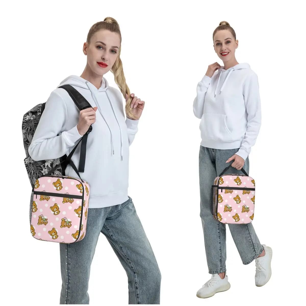 Lazy Bear Rilakkuma Insulated Lunch Bag for Women Children Portable Food Boxes Thermal Lunch Box Tote