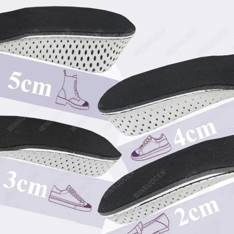 1/2 Pairs Height Increase Insoles 2-5cm Memory Foam Breathable Sweat Absorbent Heel Lifting Shoe Pads for Men Women