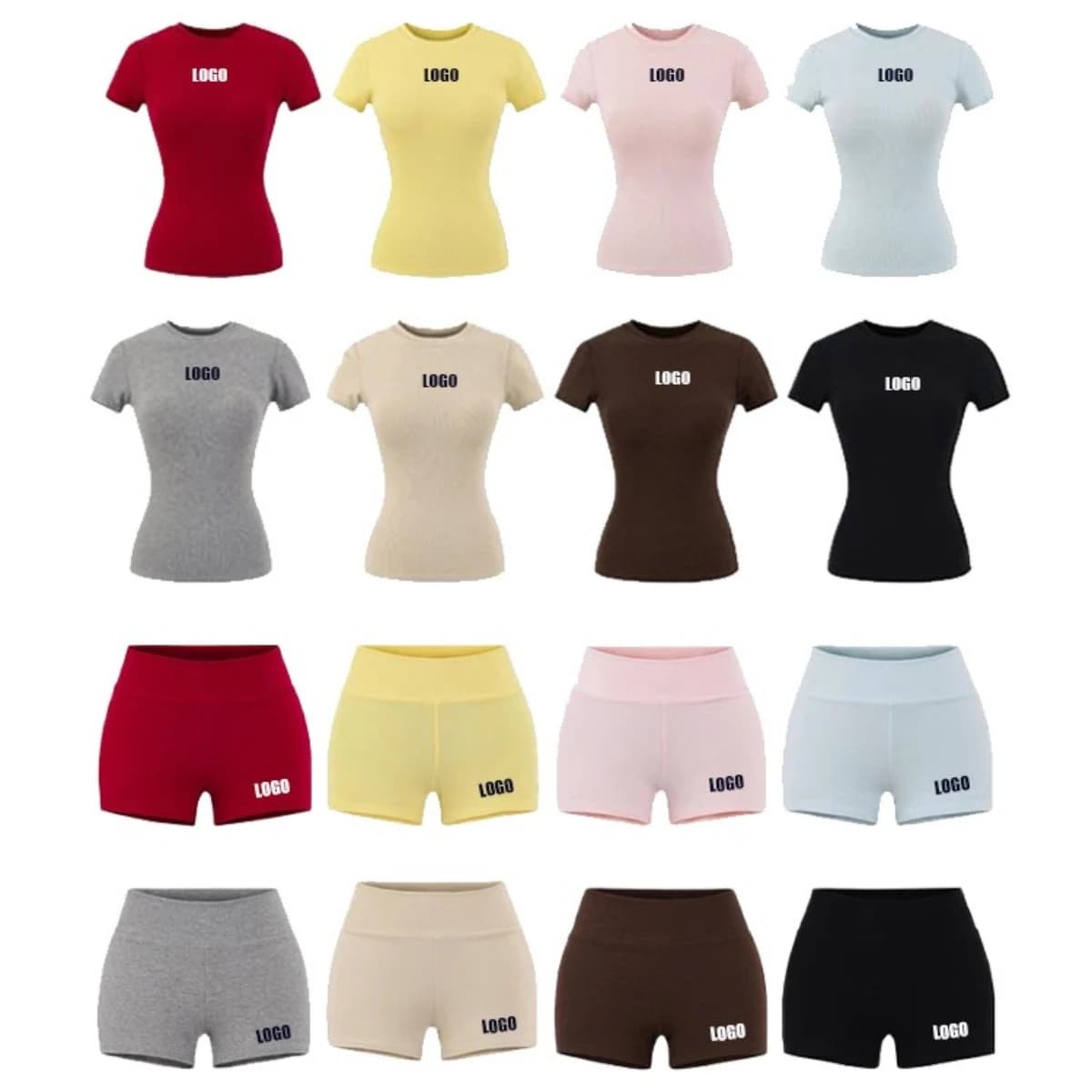 Set Two Pieces Custom with LOGO for Women: T-Shirt Summer Sleeves Court with Padded and casual shorts Elasticized