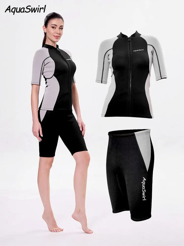 Donna 2mm Scuba Dive Suit Split Manica corta Top Neoprene Snorkeling Surf Muta Pantaloni subacquei gratuiti Neoprene Diving Costumi da bagno