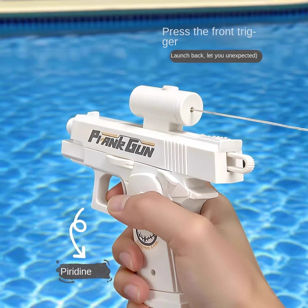 Funny two-sided reverse water gun - Playful summer joke, mini tactical water sprayer for children and adults, fight in water on the beach in the pool