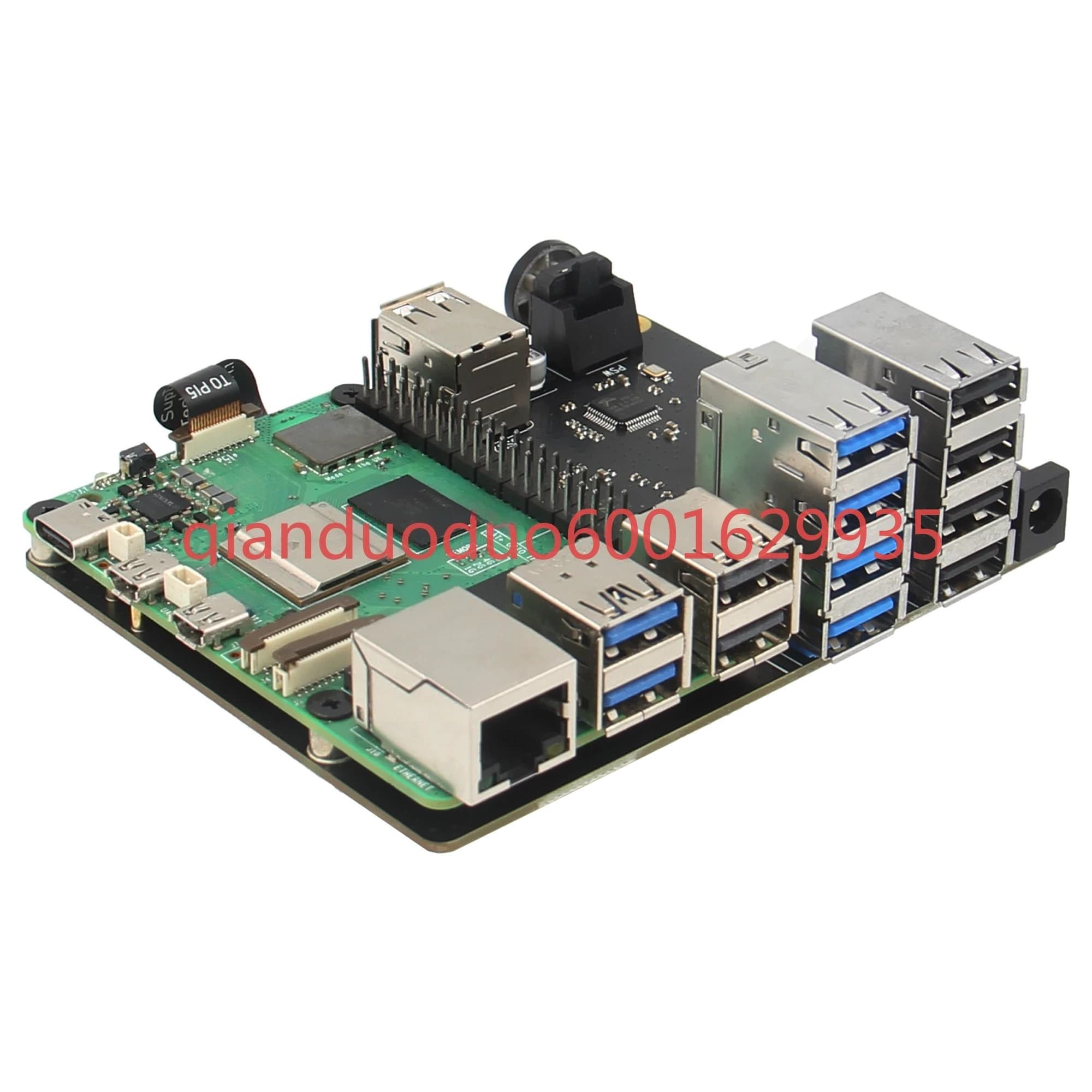 Adatto per scheda di espansione USB interfaccia Raspberry Pi 5 PCIe a 10, supporta ingresso di tensione ampio 9-18 V X1013
