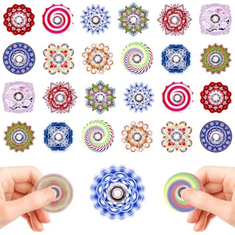 Confezione da 24 Fidget Spinner, Mini Fidget Spinner per Giocattoli Antistress, Regali per Feste per Adulti e Premi per la Classe per Autismo, ADHD, Stress