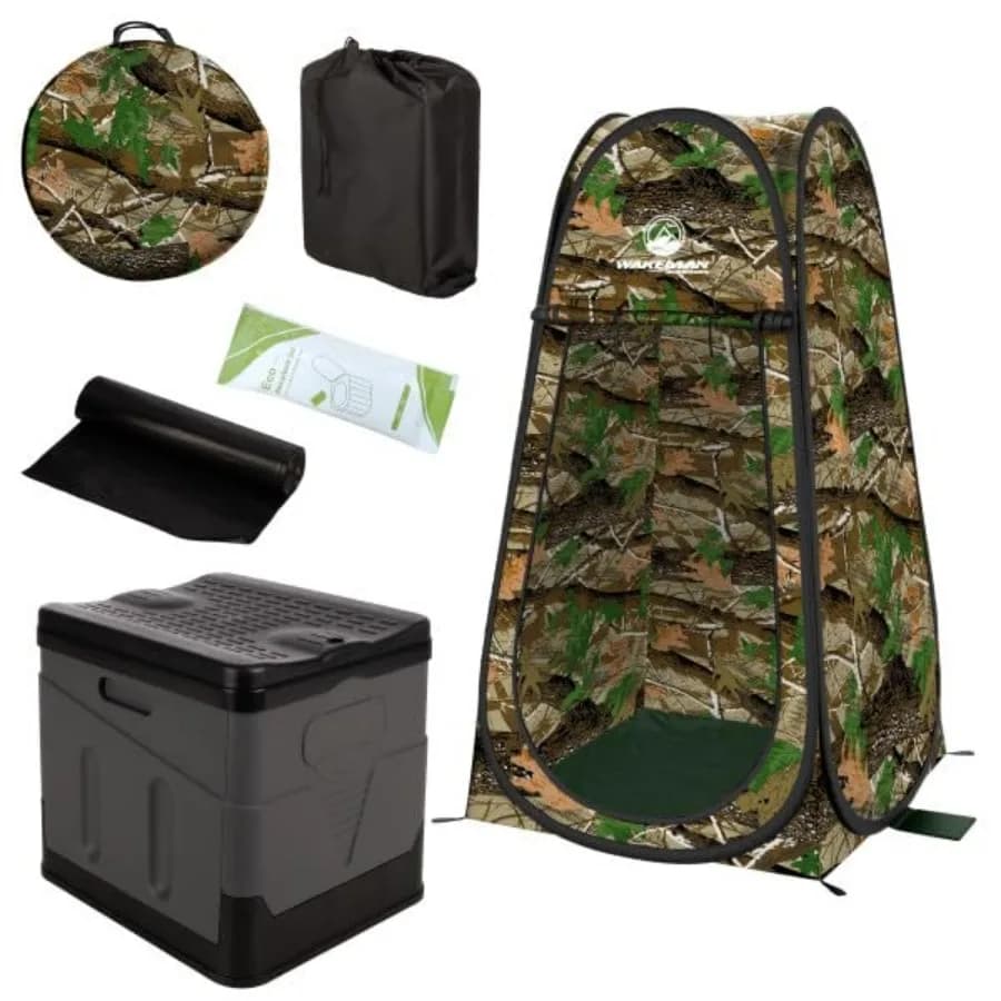 WC Portatile per Adulti con Tenda Privacy Pop-Up - Kit Bagno da Viaggio con Tenda Doccia da Campeggio