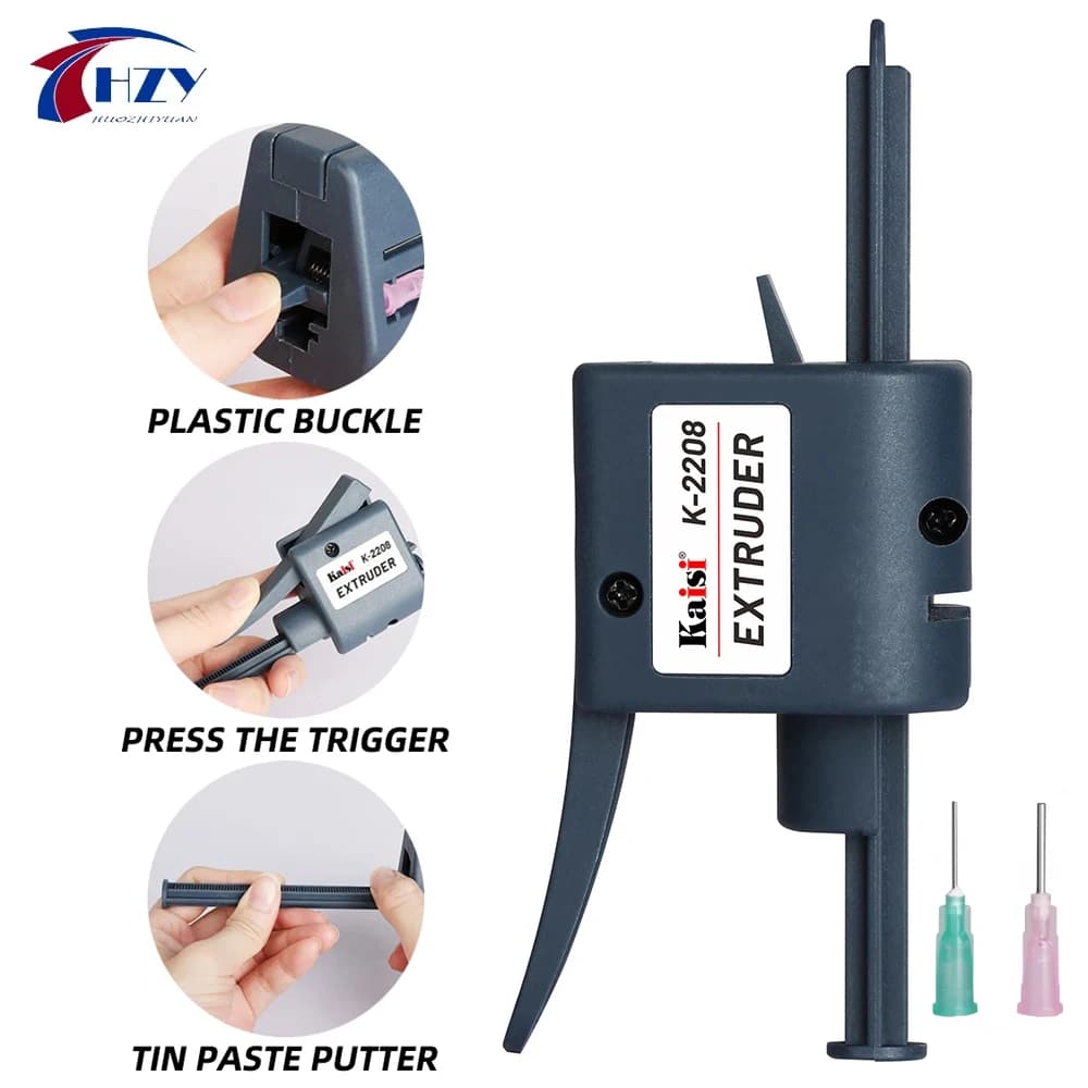 Kaisi K-2208 TubeMate Pasta saldante Estrusore con 2 aghi Saldatura Olio verde Booster Colla Asta Booster Scarica Olio Putter Strumento