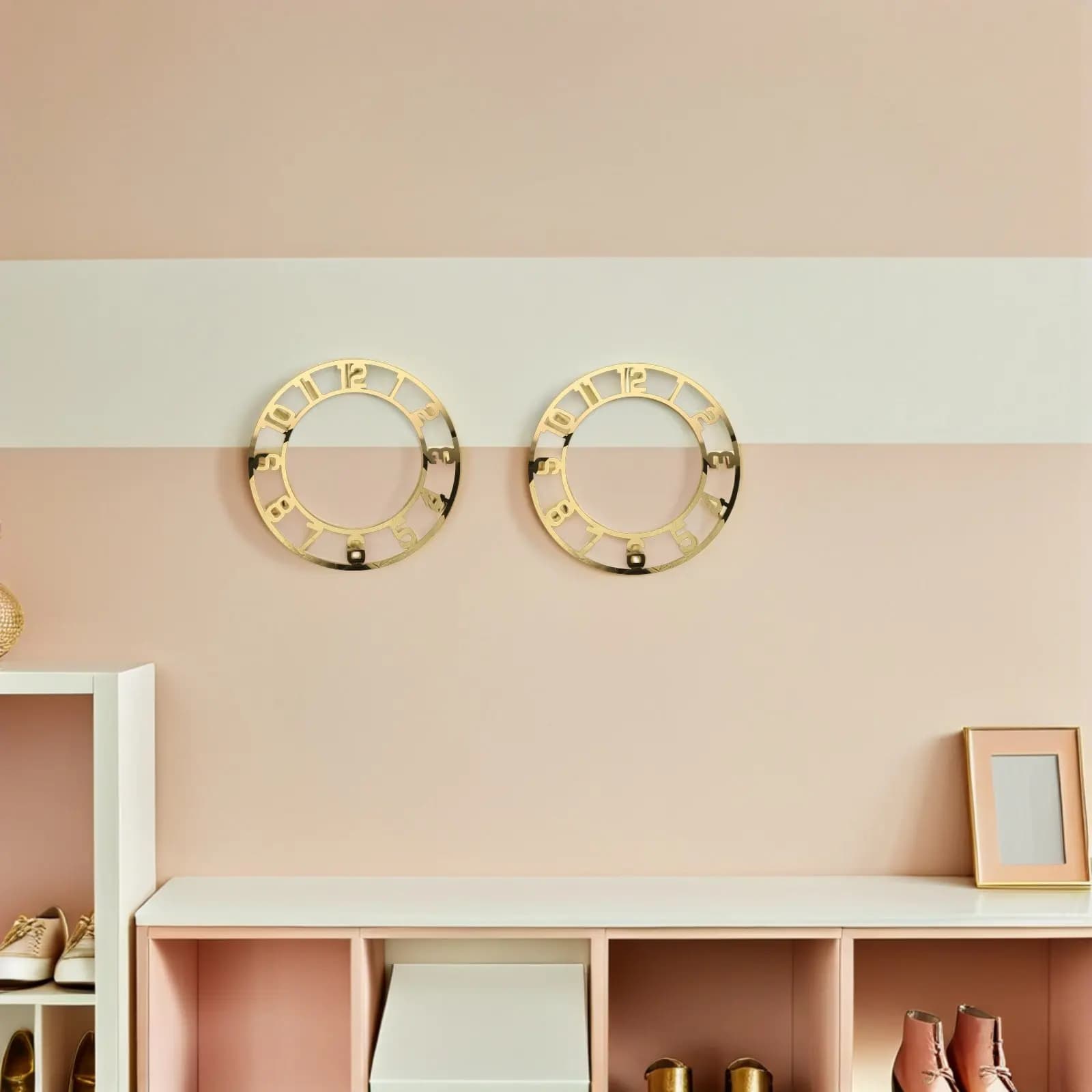 2 Pezzi Orologio da Parete Adesivo Moderno Rotondo con Quadrante Numerico a Specchio in Acrilico per Soggiorno, Hall d'Albergo, Artigianato Fai-da-Te in Resina