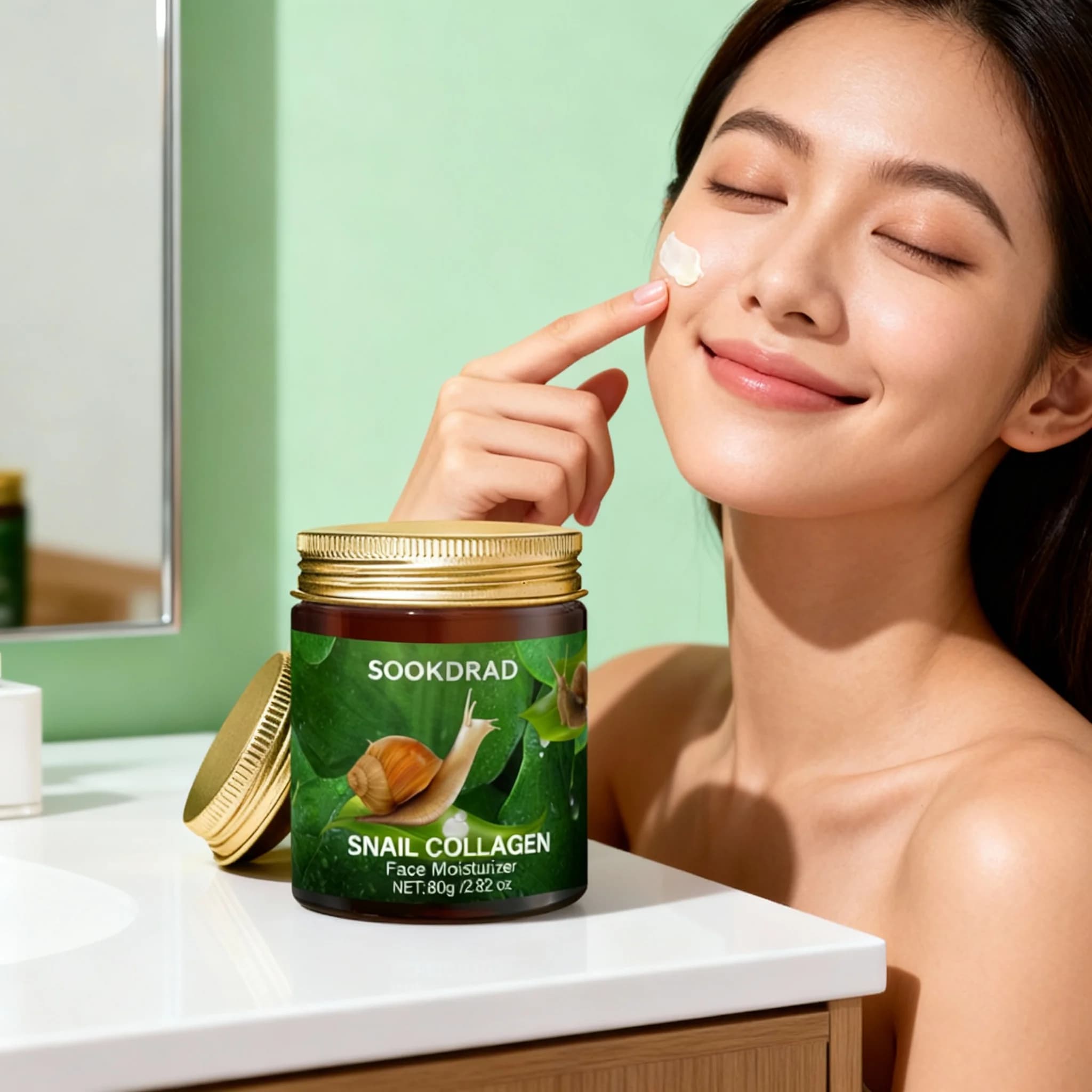 Crema Viso al Collagene di Lumaca, Idratante, Per il Viso, Unisex, 80g, Per Tutti i Tipi di Pelle, Essenziale Quotidiano