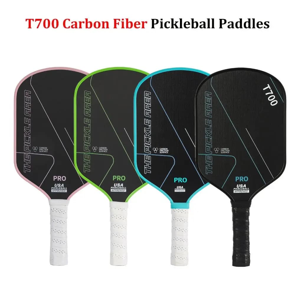 Set di Racchette da Pickleball T700 Durevoli con Superficie Opaca 16MM, Racchette in Fibra di Carbonio Approvate USAPA