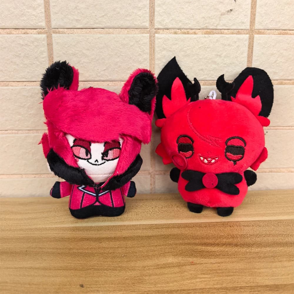 Vari Stili di Portachiavi Peluche Alastor di Hazbin Hotel da 12cm con Orecchie Carine, Ciondolo per Borsa Anime, Decorazione Bambola di Peluche